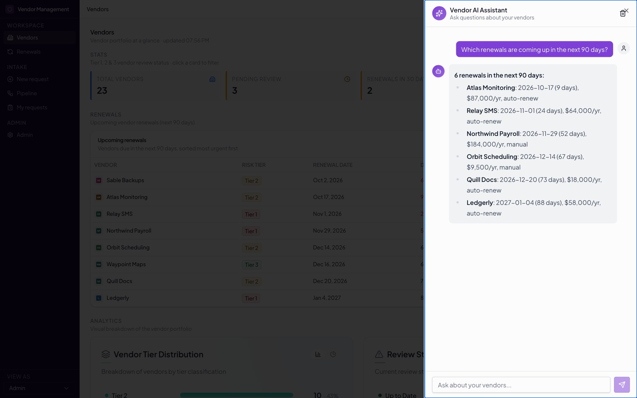 Ask AI panel